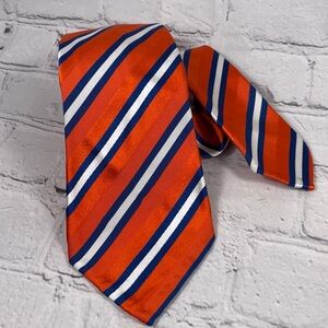 Sartorio Napoli Orange/Blue/White Striped Silk Tie